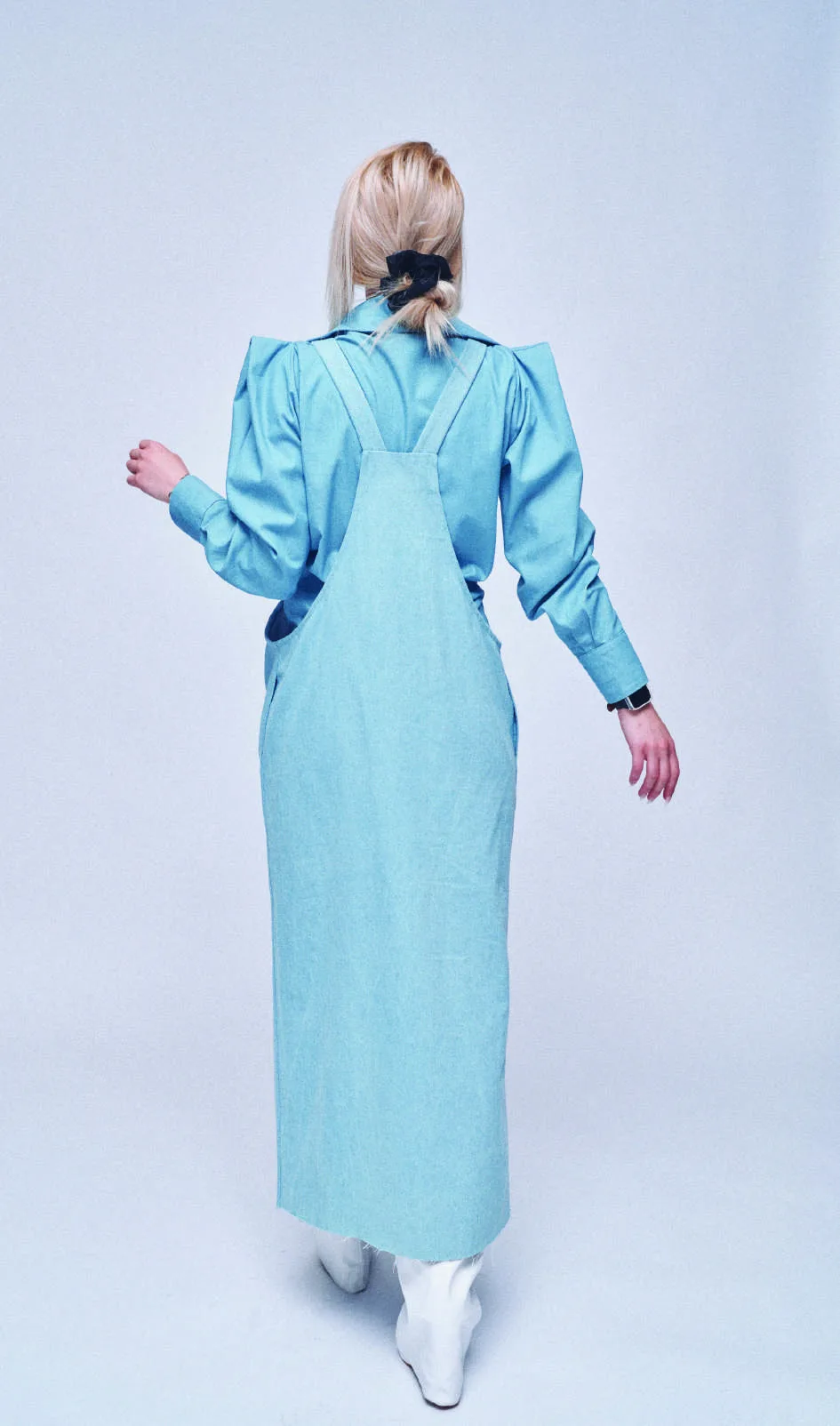Soft blue shirt dress